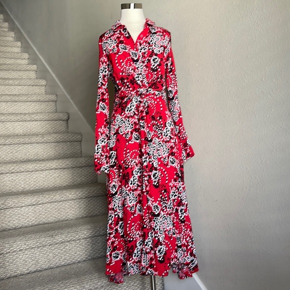 Free People Dresses & Skirts - Free People Sz 6 Red Floral Midi Dress